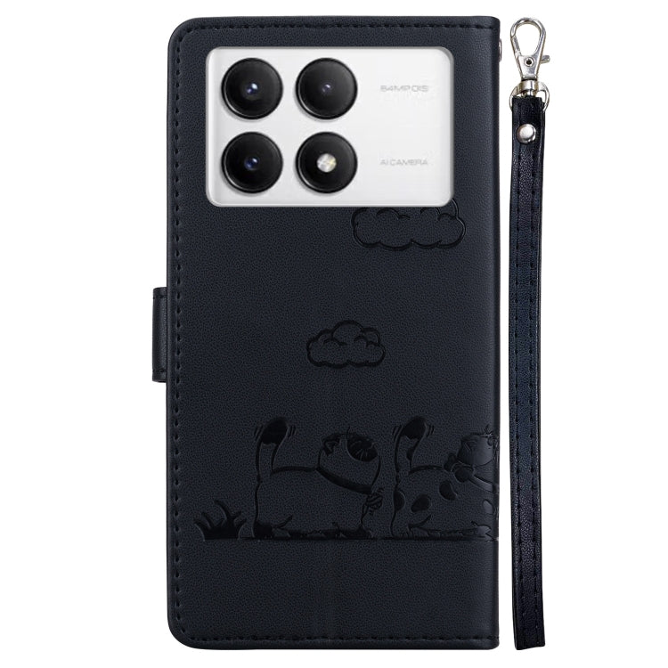 For Redmi K70 / K70 Pro Cute Cats RFID Leather Phone Case(Black) - K70 Cases by buy2fix | Online Shopping UK | buy2fix