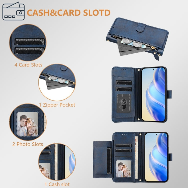 For Samsung Galaxy S25 5G Multi-Card Slots Zipper Wallet Leather Phone Case(Blue) - Galaxy S25 5G Cases by buy2fix | Online Shopping UK | buy2fix