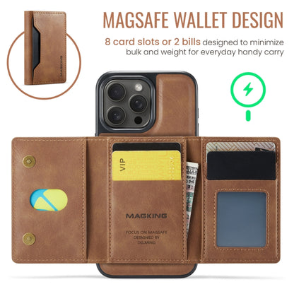 For iPhone 15 Pro Max DG.MING MAGKING-K2 Series MagSafe RFID Card Bag Detachable Phone Case(Brown) - iPhone 15 Pro Max Cases by DG.MING | Online Shopping UK | buy2fix