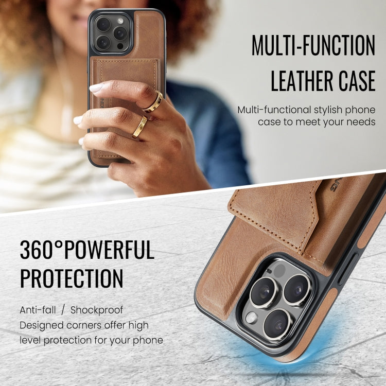 For iPhone 15 Pro Max DG.MING MAGKING-K2 Series MagSafe RFID Card Bag Detachable Phone Case(Brown) - iPhone 15 Pro Max Cases by DG.MING | Online Shopping UK | buy2fix