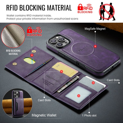 For iPhone 16 Pro Max DG.MING MAGKING-K2 Series MagSafe RFID Card Bag Detachable Phone Case(Purple) - iPhone 16 Pro Max Cases by DG.MING | Online Shopping UK | buy2fix