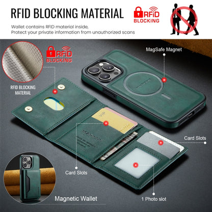 For iPhone 14 Pro DG.MING MAGKING-K2 Series MagSafe RFID Card Bag Detachable Phone Case(Green) - iPhone 14 Pro Cases by DG.MING | Online Shopping UK | buy2fix