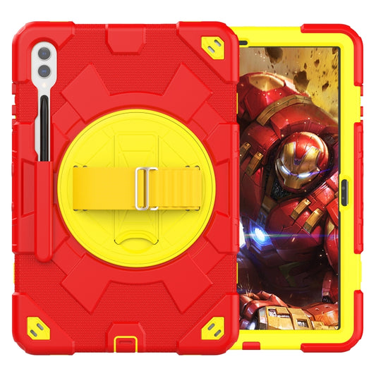 For Samsung Galaxy Tab S10+ / S9+ / S9 FE+ Spider Hand Grip Turntable Stand Tablet Case(Yellow Red) - Galaxy Tab S9+ Cases by buy2fix | Online Shopping UK | buy2fix