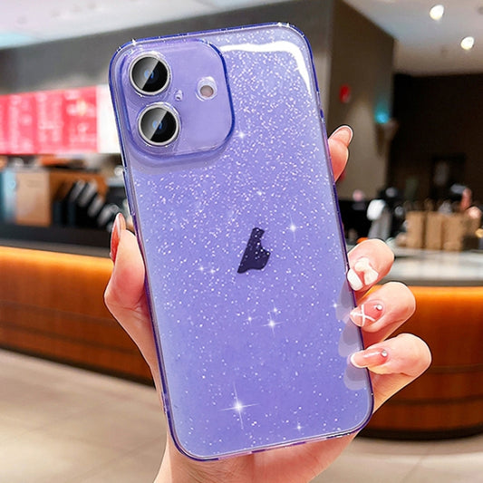 For iPhone 16 Glitter Powder TPU Phone Case(Transparent Purple) - iPhone 16 Cases by buy2fix | Online Shopping UK | buy2fix