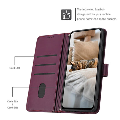 For iPhone 16 Plus Embossed Kitten Phone Leather Case with Lanyard(Wine Red) - iPhone 16 Plus Cases by buy2fix | Online Shopping UK | buy2fix