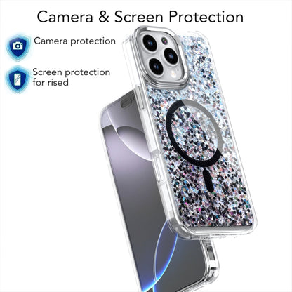 For iPhone 16 Pro Epoxy Glitter MagSafe Magnetic TPU Phone Case(Black) - iPhone 16 Pro Cases by buy2fix | Online Shopping UK | buy2fix