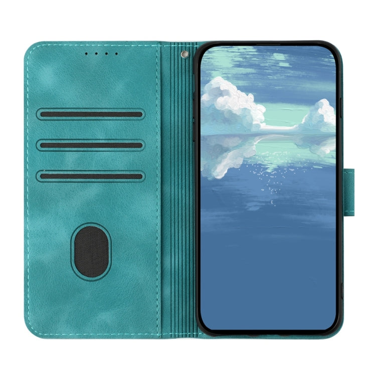 For Samsung Galaxy S25 5G Line Pattern Skin Feel Leather Phone Case(Light Blue) - Galaxy S25 5G Cases by buy2fix | Online Shopping UK | buy2fix