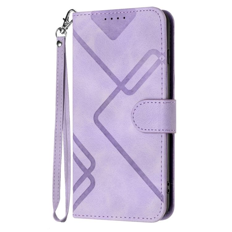 For Samsung Galaxy S25 Ultra 5G Line Pattern Skin Feel Leather Phone Case(Light Purple) - Galaxy S25 Ultra 5G Cases by buy2fix | Online Shopping UK | buy2fix