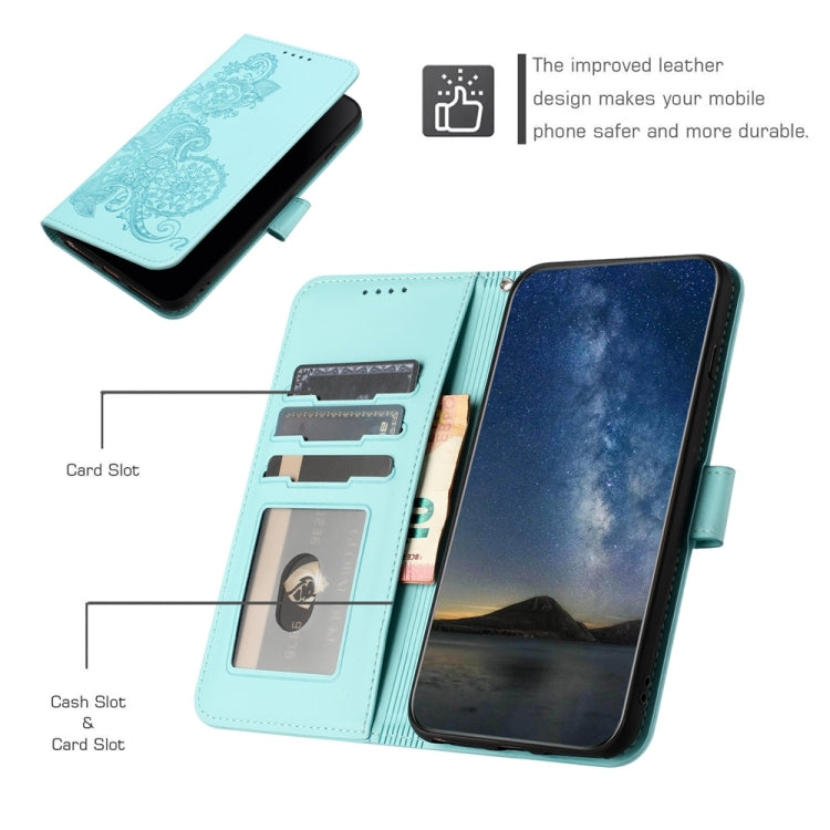 For Samsung Galaxy S25 Ultra 5G Datura Flower Embossed Flip Leather Phone Case(Light Blue) - Galaxy S25 Ultra 5G Cases by buy2fix | Online Shopping UK | buy2fix