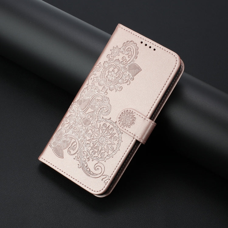 For Samsung Galaxy S25 Ultra 5G Datura Flower Embossed Flip Leather Phone Case(Rose Gold) - Galaxy S25 Ultra 5G Cases by buy2fix | Online Shopping UK | buy2fix