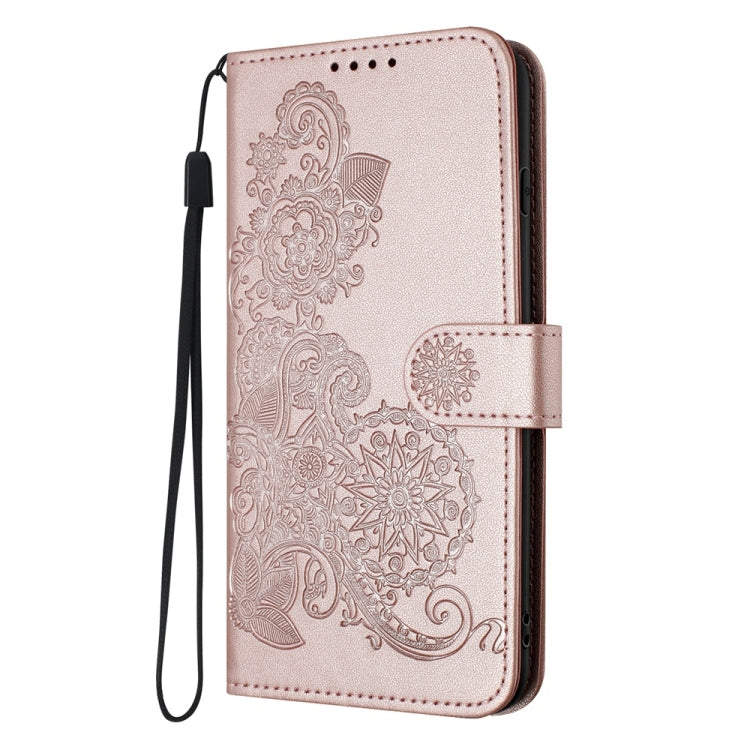 For Samsung Galaxy S25 Ultra 5G Datura Flower Embossed Flip Leather Phone Case(Rose Gold) - Galaxy S25 Ultra 5G Cases by buy2fix | Online Shopping UK | buy2fix