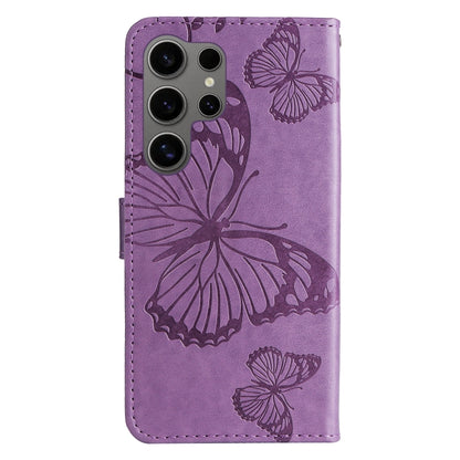 For Samsung Galaxy S25 Ultra 5G 3D Butterfly Embossed Pattern Flip Leather Phone Case(Purple) - Galaxy S25 Ultra 5G Cases by buy2fix | Online Shopping UK | buy2fix