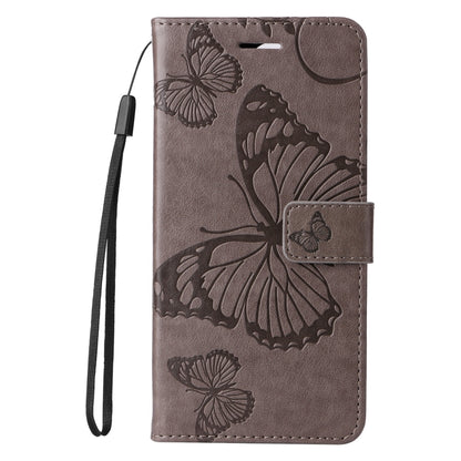 For Samsung Galaxy S25 Ultra 5G 3D Butterfly Embossed Pattern Flip Leather Phone Case(Grey) - Galaxy S25 Ultra 5G Cases by buy2fix | Online Shopping UK | buy2fix