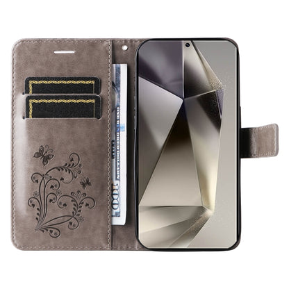 For Samsung Galaxy S25 Ultra 5G 3D Butterfly Embossed Pattern Flip Leather Phone Case(Grey) - Galaxy S25 Ultra 5G Cases by buy2fix | Online Shopping UK | buy2fix