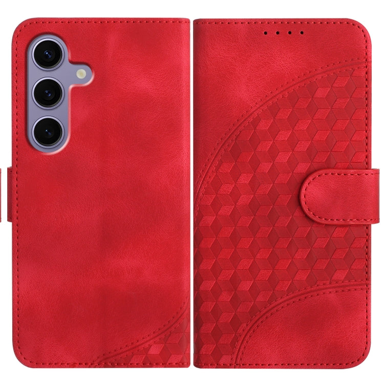 For Samsung Galaxy S25 5G YX0060 Elephant Head Embossed Phone Leather Case with Lanyard(Red) - Galaxy S25 5G Cases by buy2fix | Online Shopping UK | buy2fix