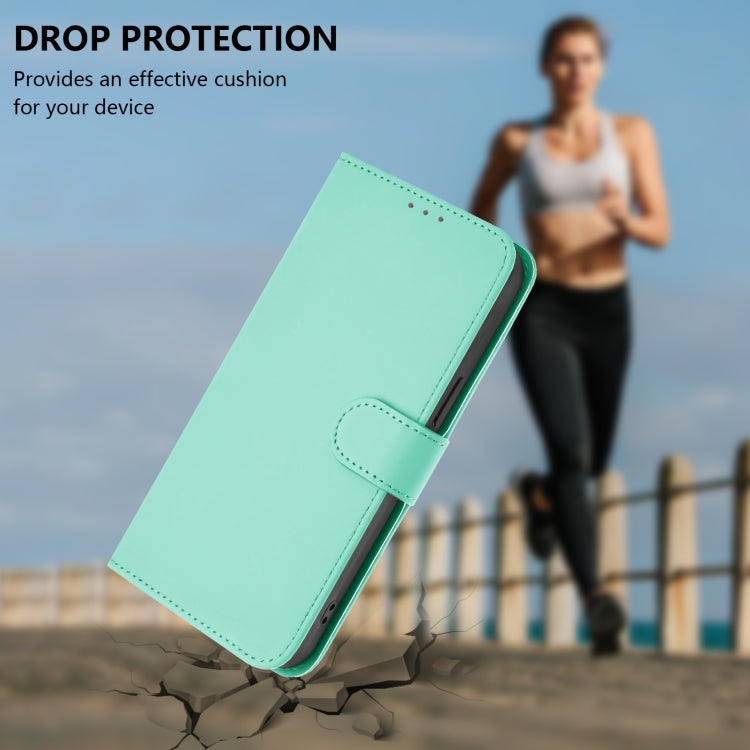 For OnePlus 11 Skin Feel Solid Color Leather Phone Case with Lanyard(Mint Green) - OnePlus Cases by buy2fix | Online Shopping UK | buy2fix