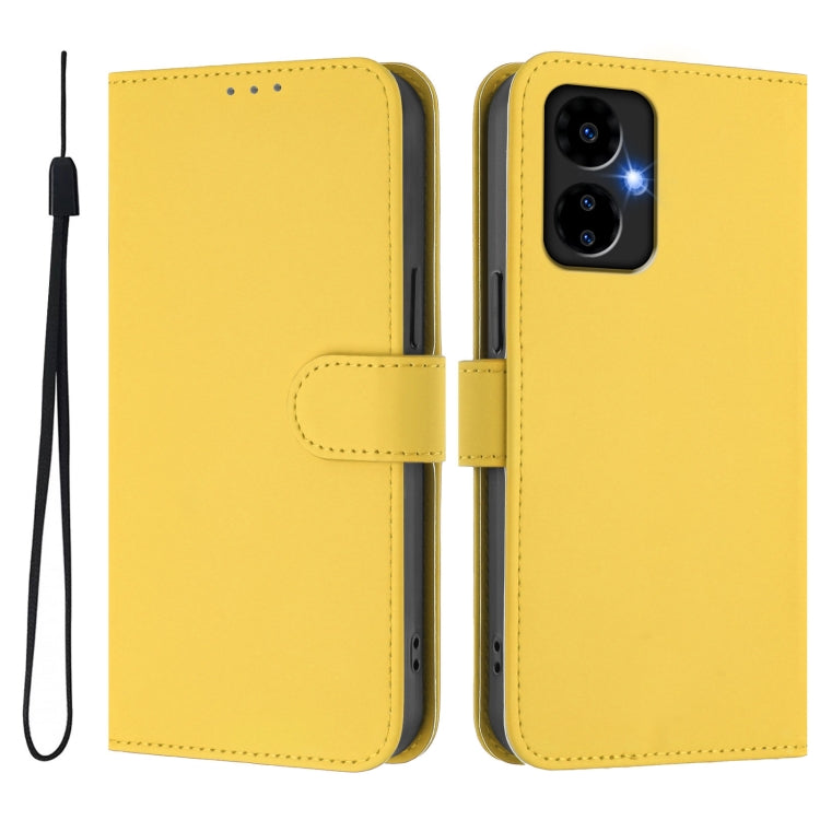 For Boost MobIle Celero 5G 2024 / 3 5G Skin Feel Solid Color Leather Phone Case with Lanyard(Lemon Yellow) - More Brand by buy2fix | Online Shopping UK | buy2fix