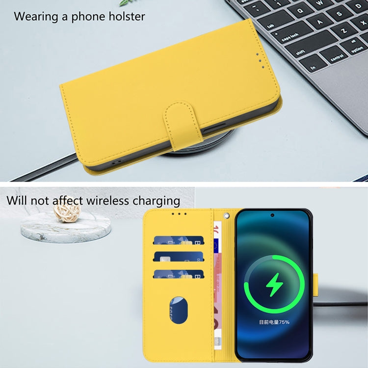 For Boost MobIle Celero 5G 2024 / 3 5G Skin Feel Solid Color Leather Phone Case with Lanyard(Lemon Yellow) - More Brand by buy2fix | Online Shopping UK | buy2fix