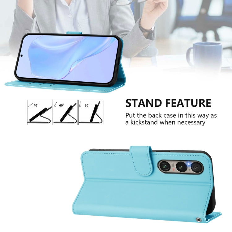 For Sony Xperia 1 VI 2024 Skin Feel Solid Color Leather Phone Case with Lanyard(Sky Blue) - Sony Cases by buy2fix | Online Shopping UK | buy2fix