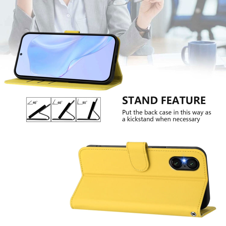 For Sony Xperia 5 VI 2024 Skin Feel Solid Color Leather Phone Case with Lanyard(Lemon Yellow) - Sony Cases by buy2fix | Online Shopping UK | buy2fix