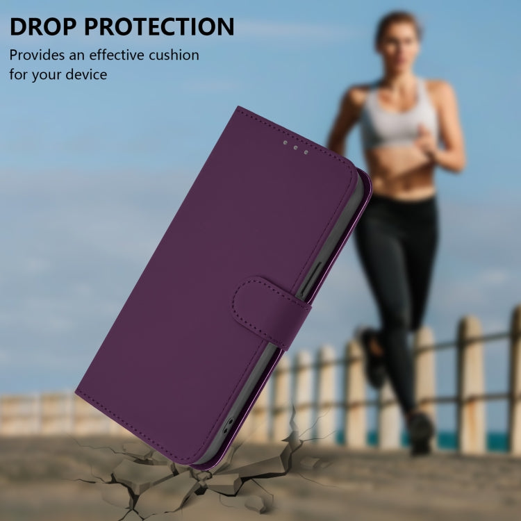 For iPhone 16 Pro Max Skin Feel Solid Color Leather Phone Case with Lanyard(Violet) - iPhone 16 Pro Max Cases by buy2fix | Online Shopping UK | buy2fix