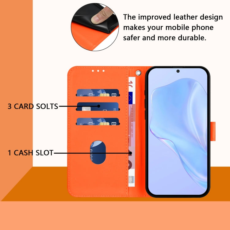 For Samsung Galaxy S25 Ultra 5G Skin Feel Solid Color Leather Phone Case with Lanyard(Orange) - Galaxy S25 Ultra 5G Cases by buy2fix | Online Shopping UK | buy2fix