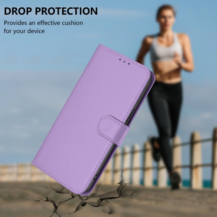 For Samsung Galaxy S25 Ultra 5G Skin Feel Solid Color Leather Phone Case with Lanyard(Lavender Purple) - Galaxy S25 Ultra 5G Cases by buy2fix | Online Shopping UK | buy2fix