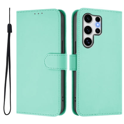 For Samsung Galaxy S25 Ultra 5G Skin Feel Solid Color Leather Phone Case with Lanyard(Mint Green) - Galaxy S25 Ultra 5G Cases by buy2fix | Online Shopping UK | buy2fix