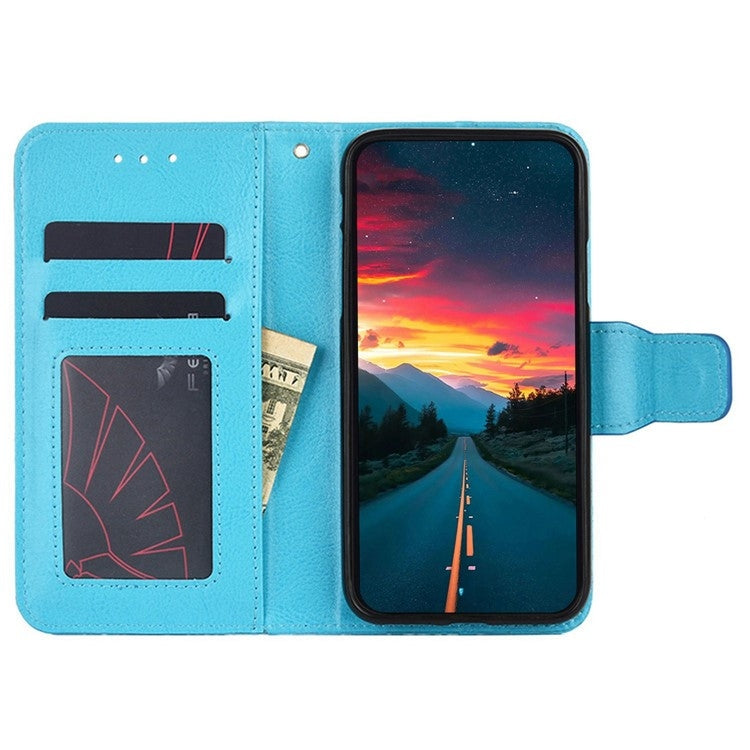 For iPhone 16 Crystal Texture Leather Phone Case(Sky Blue) - iPhone 16 Cases by buy2fix | Online Shopping UK | buy2fix