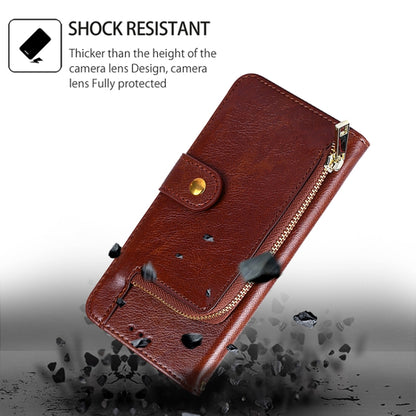 For iPhone 16 Zipper Bag Leather Phone Case(Brown) - iPhone 16 Cases by buy2fix | Online Shopping UK | buy2fix