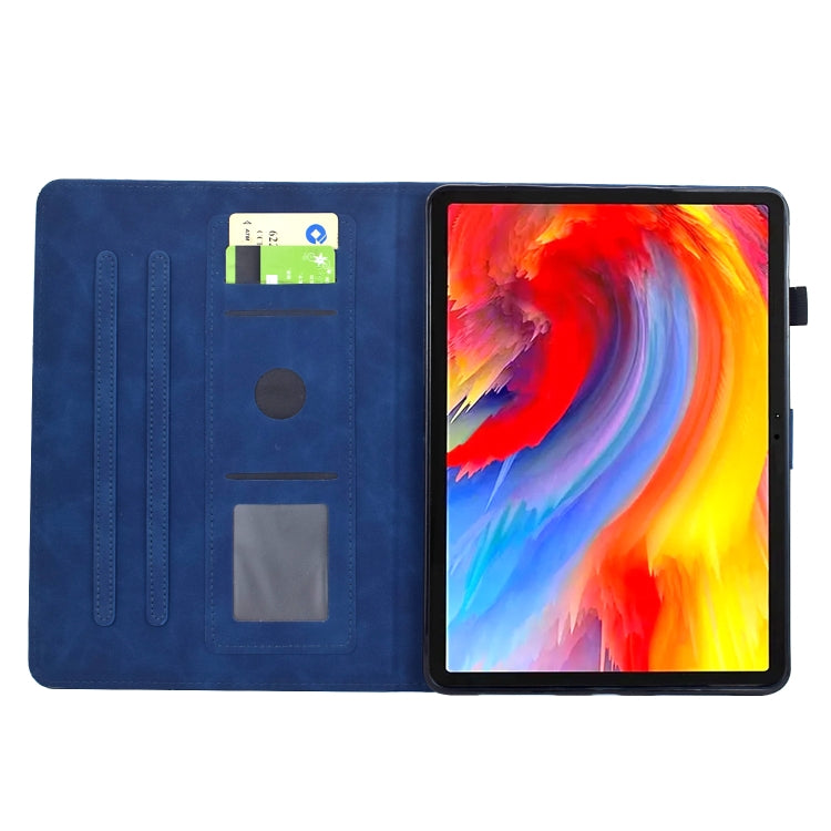 For Samsung Galaxy Tab S9 Flowers and Bird Embossed Smart Leather Tablet Case(Dark Blue) - Galaxy Tab S9 Cases by buy2fix | Online Shopping UK | buy2fix