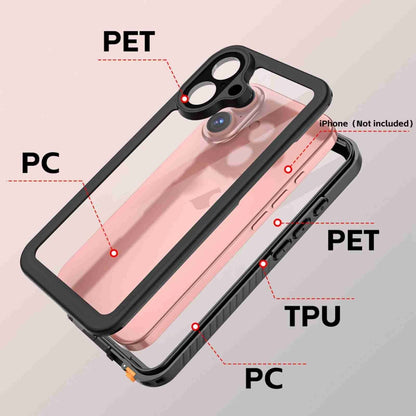 For iPhone 16 RedPepper IP68 Waterproof Triple-proof Phone Case(Black) - iPhone 16 Cases by RedPepper | Online Shopping UK | buy2fix