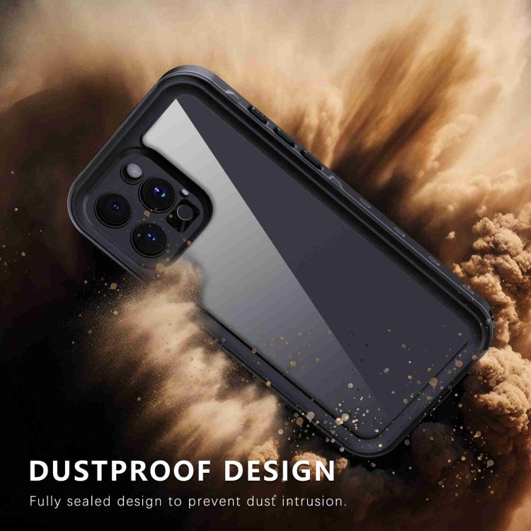 For iPhone 16 Pro RedPepper Transparent Dot IP68 Waterproof Triple-proof Phone Case(Black Dark Grey) - iPhone 16 Pro Cases by RedPepper | Online Shopping UK | buy2fix