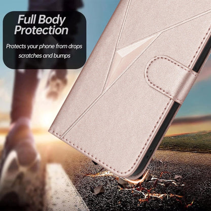 For Samsung Galaxy S25 5G Triangle Pattern Buckle Clasp Leather Phone Case(Rose Gold) - Galaxy S25 5G Cases by buy2fix | Online Shopping UK | buy2fix