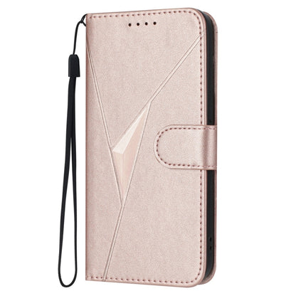 For Samsung Galaxy S25+ 5G Triangle Pattern Buckle Clasp Leather Phone Case(Rose Gold) - Galaxy S25+ 5G Cases by buy2fix | Online Shopping UK | buy2fix