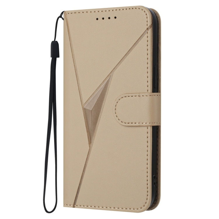 For Samsung Galaxy S25 Ultra 5G Triangle Pattern Buckle Clasp Leather Phone Case(Gold) - Galaxy S25 Ultra 5G Cases by buy2fix | Online Shopping UK | buy2fix