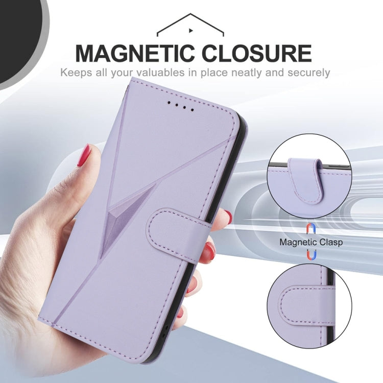 For Samsung Galaxy S25 Ultra 5G Triangle Pattern Buckle Clasp Leather Phone Case(Light Purple) - Galaxy S25 Ultra 5G Cases by buy2fix | Online Shopping UK | buy2fix