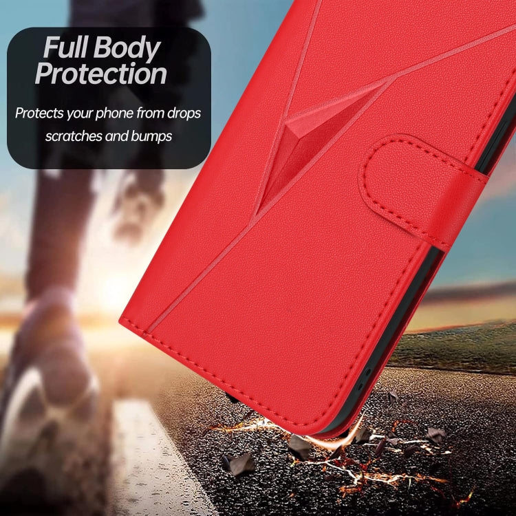 For OnePlus 11 Triangle Pattern Buckle Clasp Leather Phone Case(Red) - OnePlus Cases by buy2fix | Online Shopping UK | buy2fix