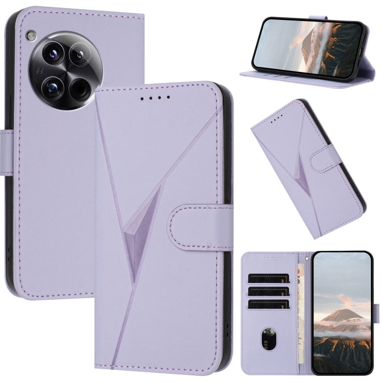 For OnePlus 12 Triangle Pattern Buckle Clasp Leather Phone Case(Light Purple) - OnePlus Cases by buy2fix | Online Shopping UK | buy2fix