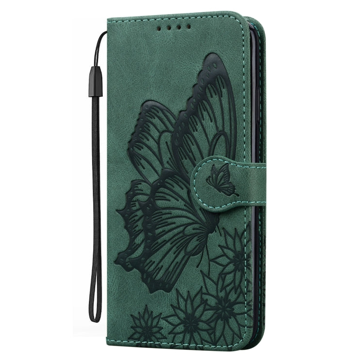 For Samsung Galaxy S25 5G Retro Skin Feel Butterflies Embossing Horizontal Flip Leather Phone Case(Green) - Galaxy S25 5G Cases by buy2fix | Online Shopping UK | buy2fix