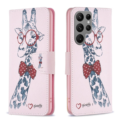 For Samsung Galaxy S25 Ultra 5G Colored Drawing Pattern Leather Phone Case(Giraffe) - Galaxy S25 Ultra 5G Cases by buy2fix | Online Shopping UK | buy2fix