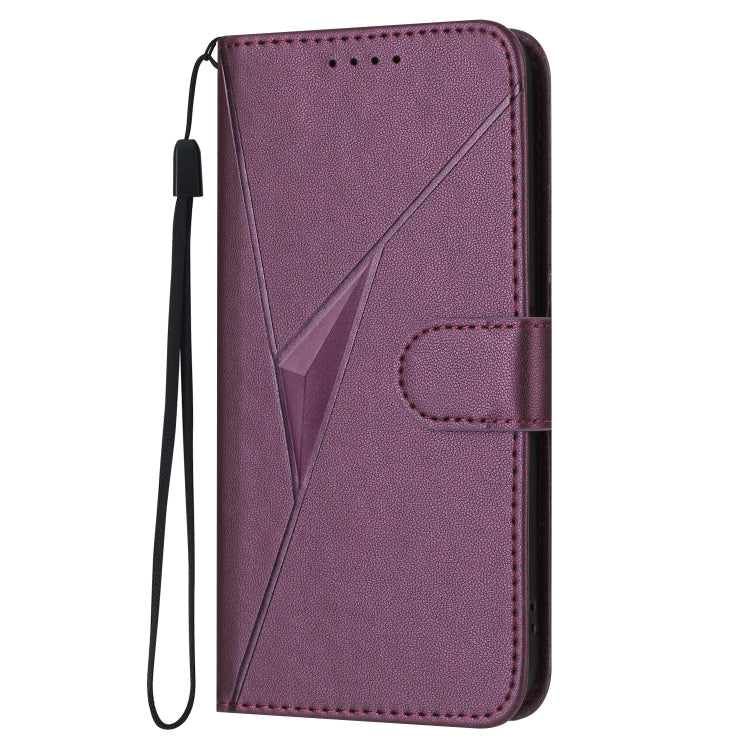 For Motorola Moto G Play 4G 2024 Triangle Pattern Buckle Clasp Leather Phone Case(Dark Purple) - Motorola Cases by buy2fix | Online Shopping UK | buy2fix