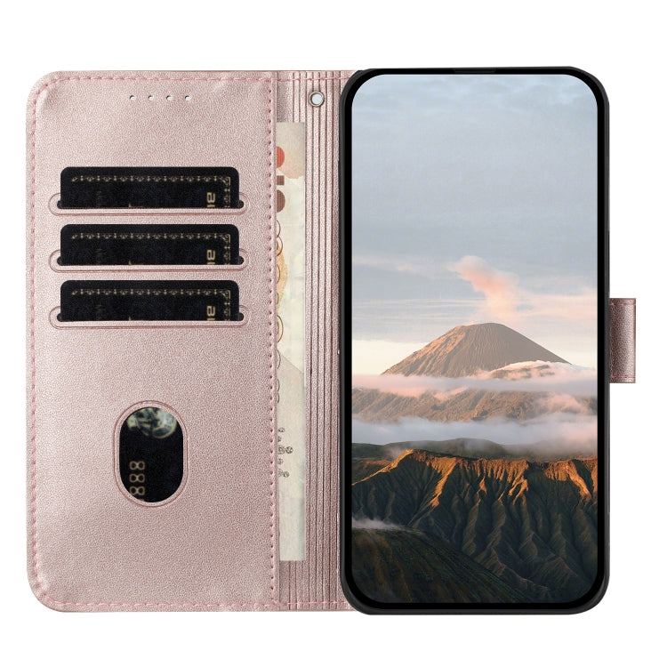 For Motorola Moto G Play 4G 2024 Triangle Pattern Buckle Clasp Leather Phone Case(Rose Gold) - Motorola Cases by buy2fix | Online Shopping UK | buy2fix