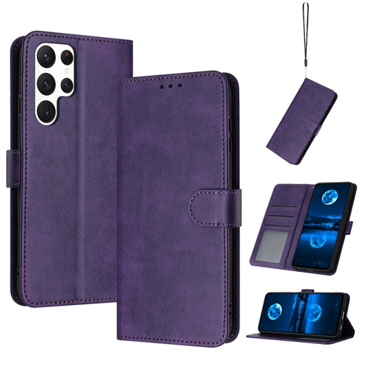 For Samsung Galaxy S25 Ultra 5G Solid Calf Texture Flip Leather Phone Case(Purple) - Galaxy S25 Ultra 5G Cases by buy2fix | Online Shopping UK | buy2fix