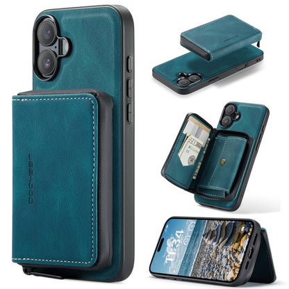 For iPhone 16 Plus JEEHOOD J02 Magnetic Zipper Horizontal Flip Leather Phone Case(Blue) - iPhone 16 Plus Cases by JEEHOOD | Online Shopping UK | buy2fix