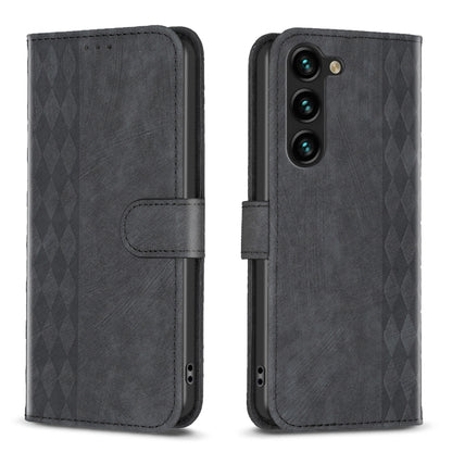 For Samsung Galaxy S25+ 5G Plaid Embossed Leather Phone Case(Black) - Galaxy S25+ 5G Cases by buy2fix | Online Shopping UK | buy2fix