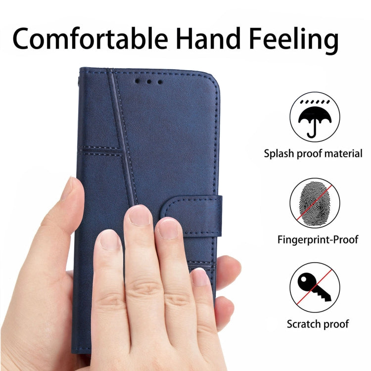 For Samsung Galaxy S25 Ultra 5G Stitching Calf Texture Buckle Leather Phone Case(Blue) - Galaxy S25 Ultra 5G Cases by buy2fix | Online Shopping UK | buy2fix