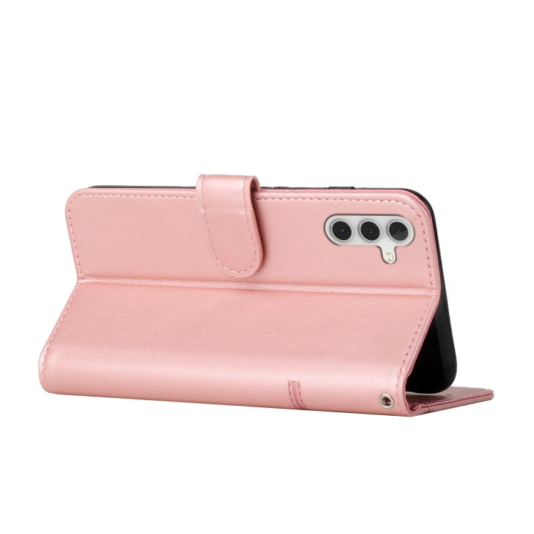 For Samsung Galaxy S25 / S24 5G Stitching Calf Texture Buckle Leather Phone Case(Rose Gold) - Galaxy S25 5G Cases by buy2fix | Online Shopping UK | buy2fix