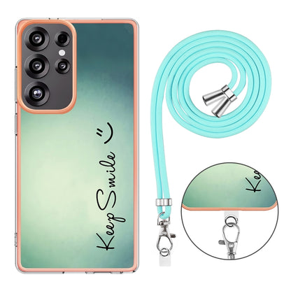 For Samsung Galaxy S25 Ultra 5G Electroplating Dual-side IMD Phone Case with Lanyard(Smile) - Galaxy S25 Ultra 5G Cases by buy2fix | Online Shopping UK | buy2fix