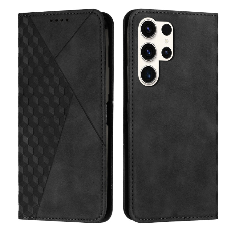 For Samsung Galaxy S25 Ultra 5G Diamond Splicing Skin Feel Magnetic Leather Phone Case(Black) - Galaxy S25 Ultra 5G Cases by buy2fix | Online Shopping UK | buy2fix